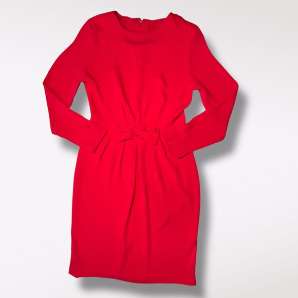 Vintage Red Lanz Mini Dress Bow Waist Long Sleeve Made in USA XS Petite - Picture 8 of 9